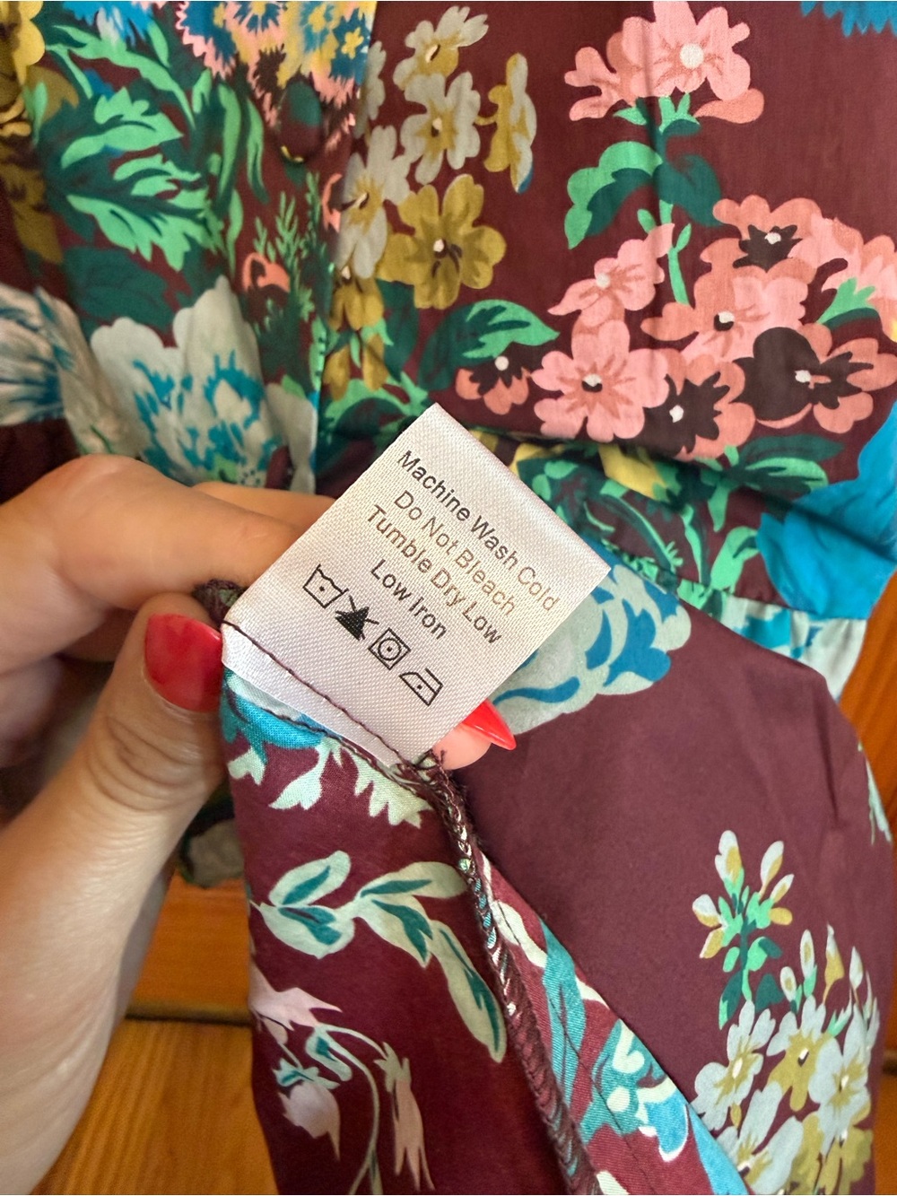 Tuckernuck Alice Verdant Floral Midi Dress Oxblood Ruffle Sleeve 100% Cotton S - Picture 7 of 11